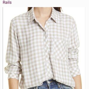 Rails Button Down Women's Size X-Small, White and Tan Plaid